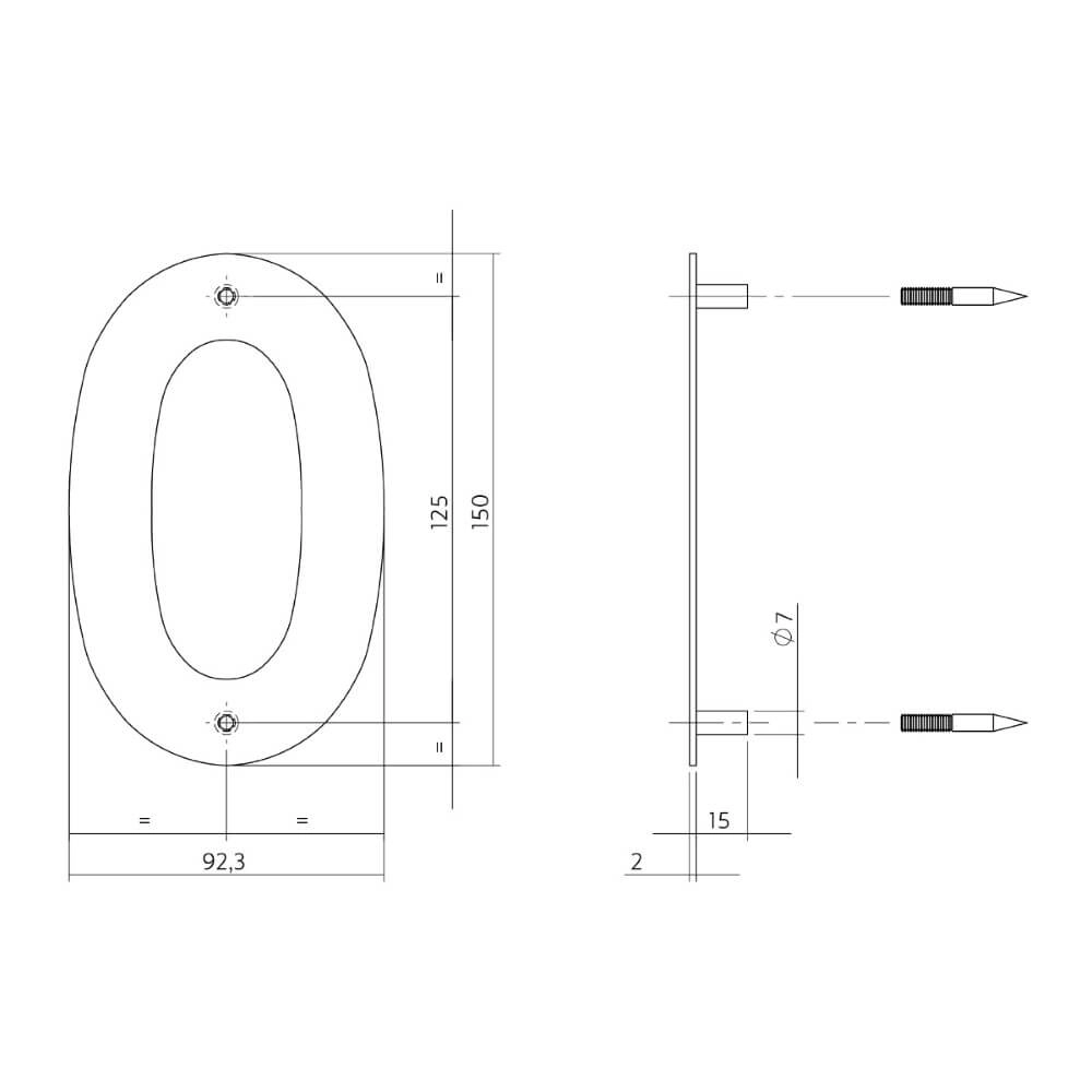 House number 0 Numbra 150x2mm stainless steel Intersteel 8714186126691