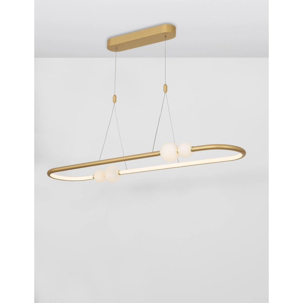 Pendant lamp Celia Gold with white oval