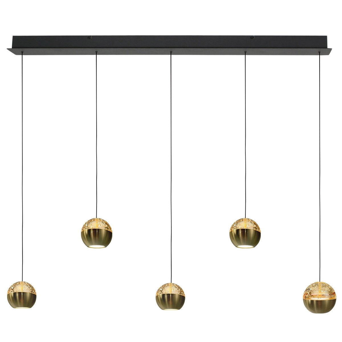 5-light dining table pendant lamp Belluno LED - brass gold with glass Steinhauer 8712746183894