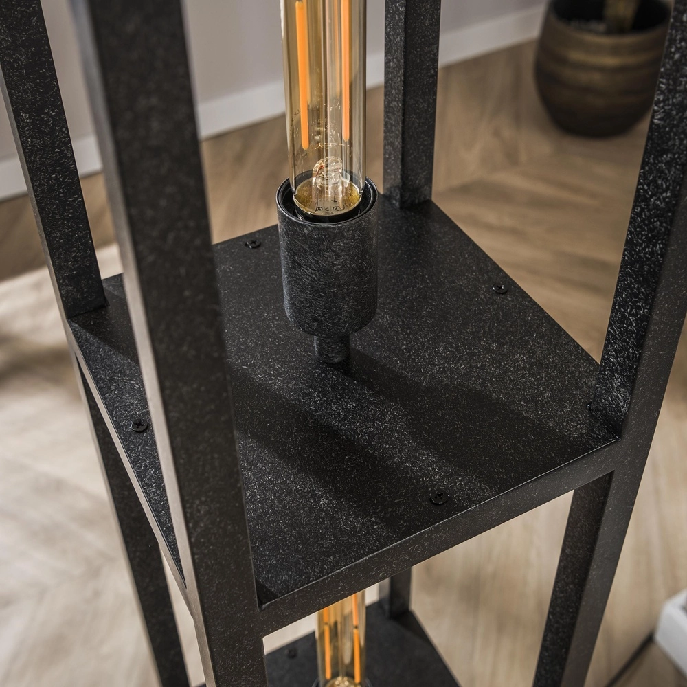 Black floor lamp Quadra square - 4x E27 Lyora 8716803511446