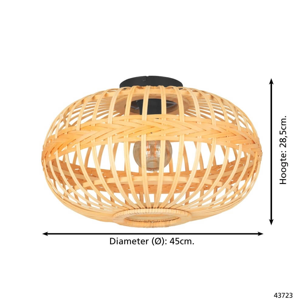 Rattan ceiling lamp Amsfield Ø 45cm Eglo 9002759437237