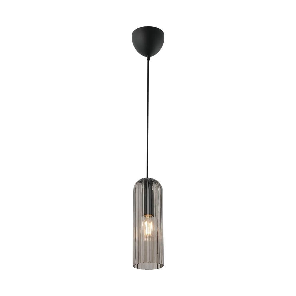 Modern pendant lamp Miella black with smoke glass