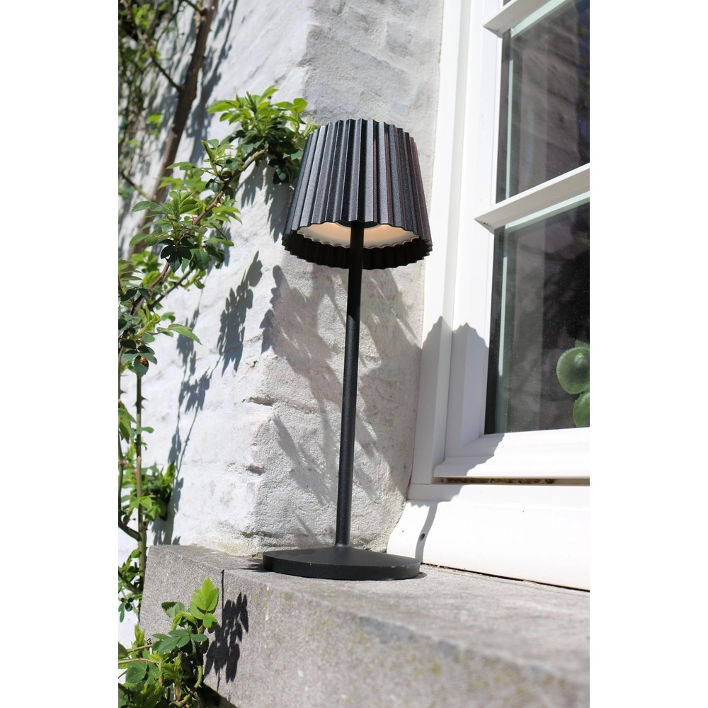 Rechargeable table lamp Justine black with charging station Lucide 5411212272171