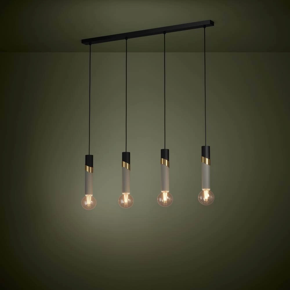 Sleek 4-light pendant Cedral black with gold Stars of Light 9002759399368