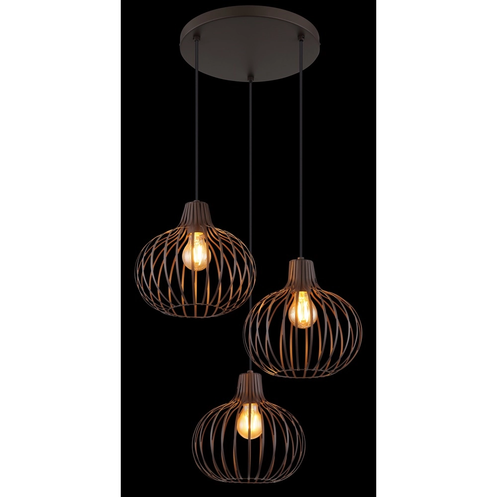 Design pendant lamp Mateo 3-light rust briun Globo 9007371569144
