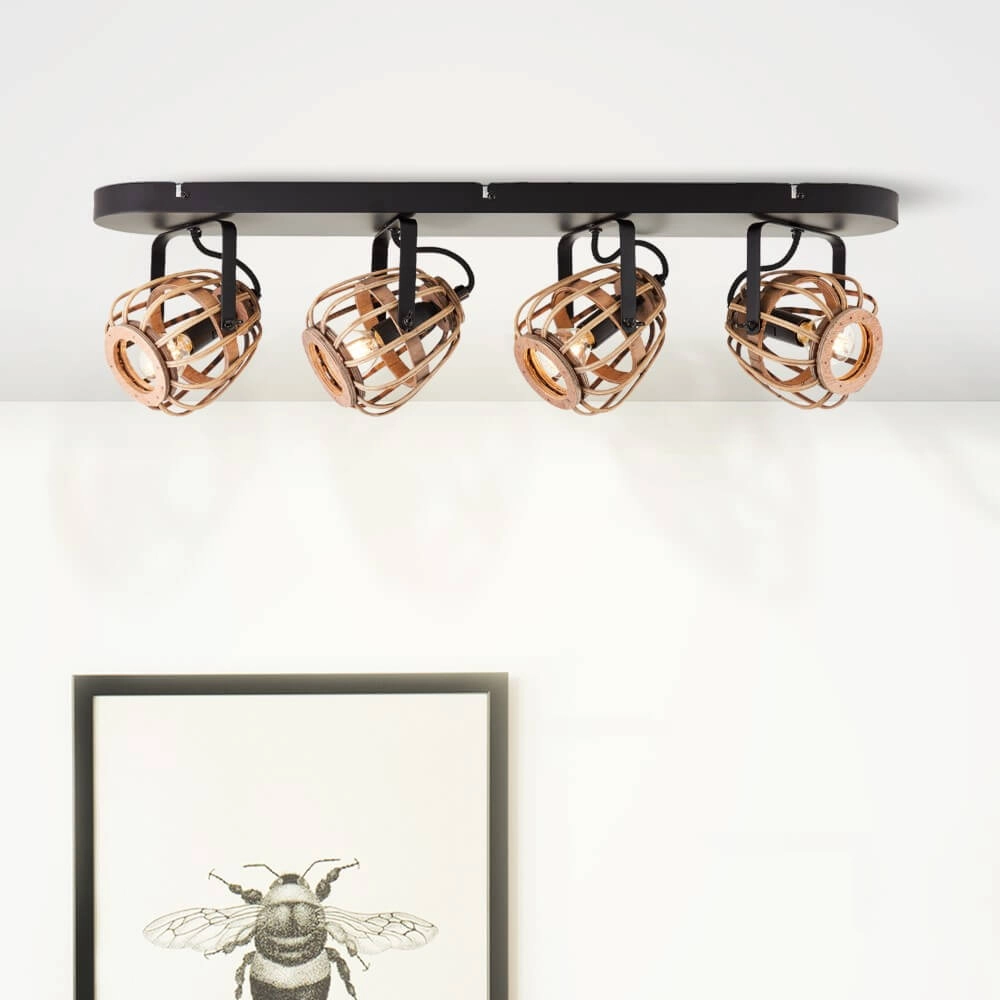 Rattan ceiling lamp Nikka 4-light black Brilliant 4004353402227