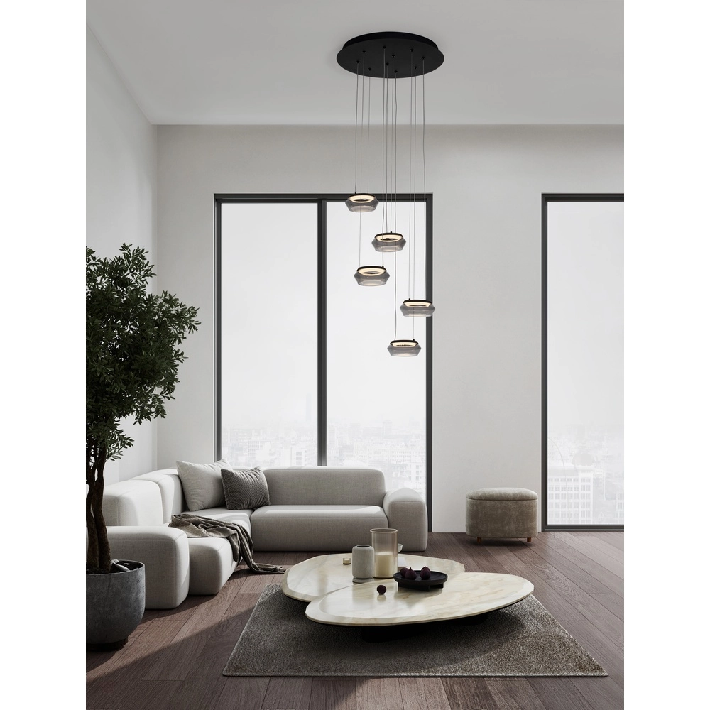 Sleek pendant lamp Jailyn round 5-lights Lyora 5212017468406