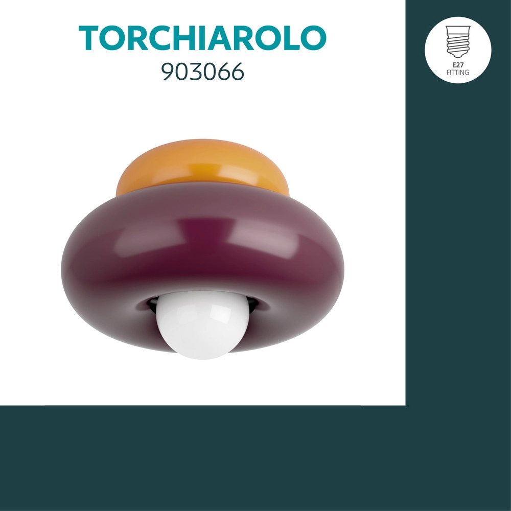 Design ceiling lamp Torchiarolo Orange with burgundy red