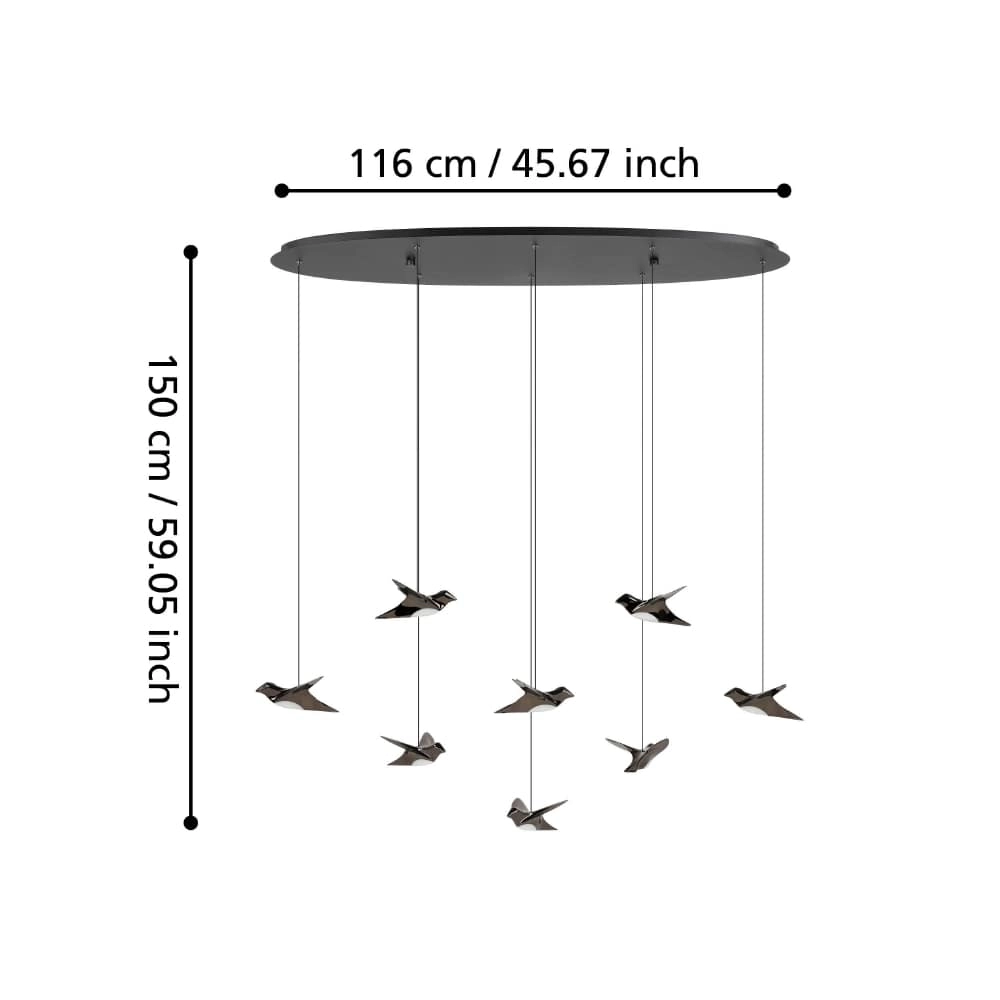 Birds hanging lamp Paratebueno 116cm Stars of Light 9008606221196