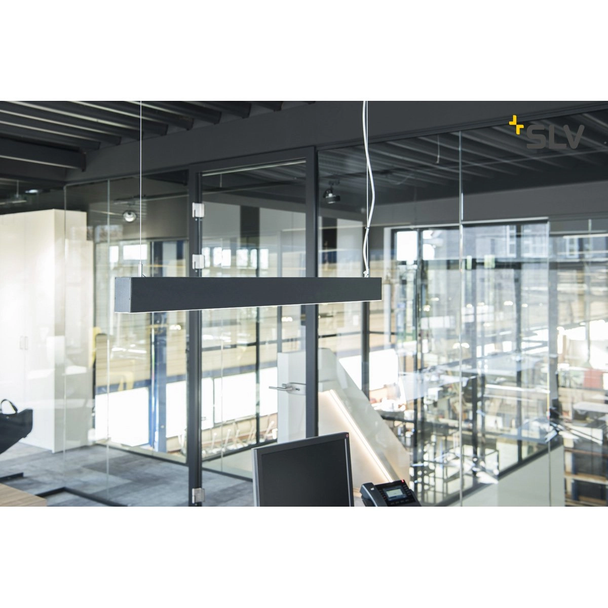 Office hanging lamp Glenos 4000K 100cm black SLV 4024163196970