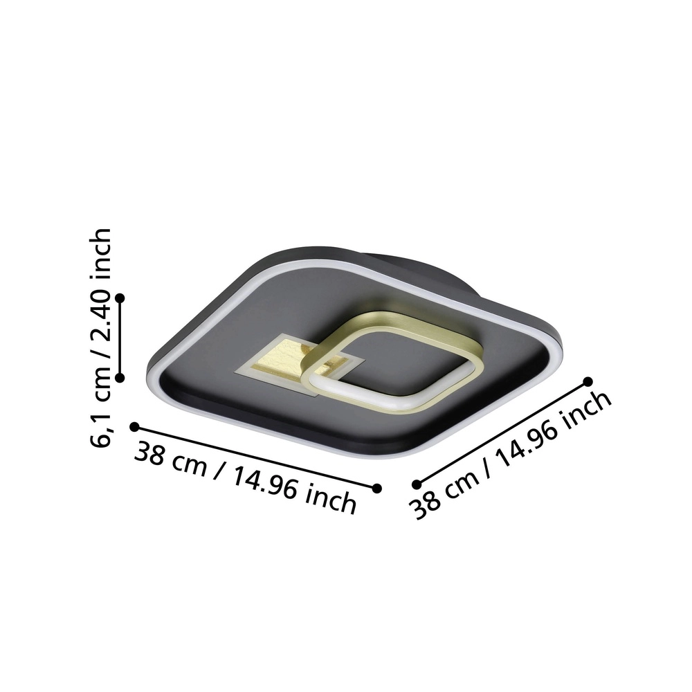Design ceiling lamp Tiriolo LED - Black with Gold - 38x38cm Eglo 9008606316373