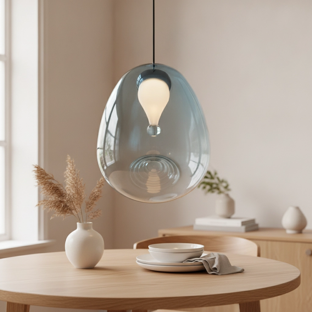 Design pendant lamp Oblo 1-light blue glass