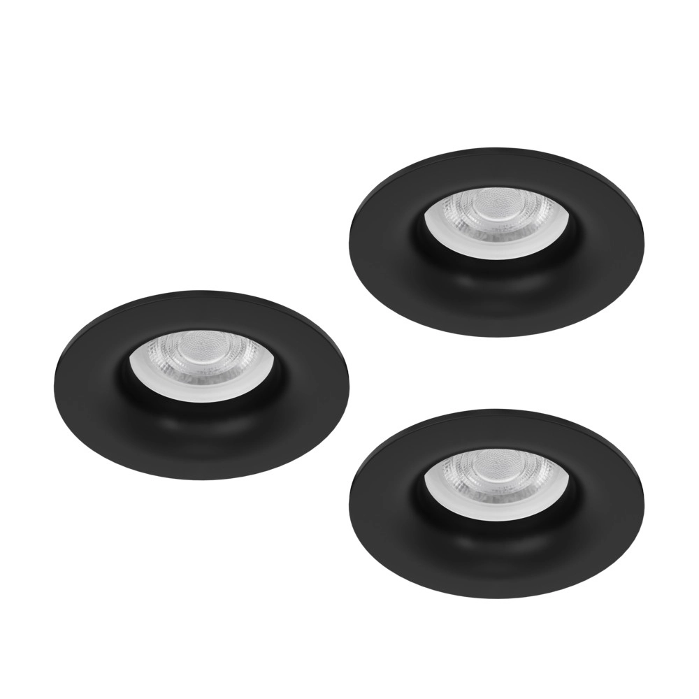 Set of 3 recessed spotlights Salabate black Ø 8.8cm IP65 Eglo 9008606358892
