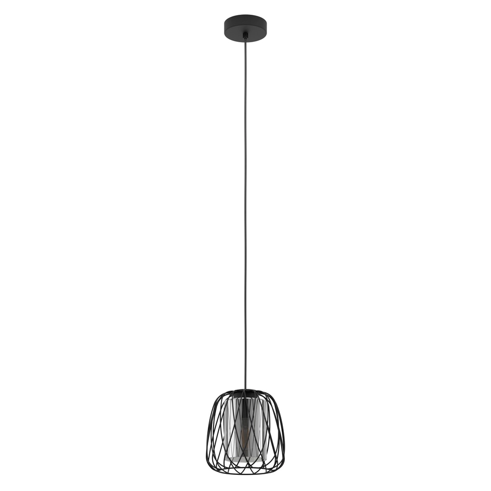Wire pendant lamp Floresta Ø 20cm - with smoke glass