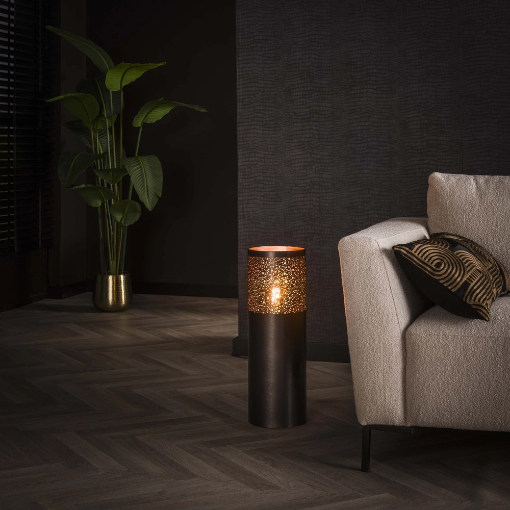Oriental floor lamp Cylinder 60cm - black nickel