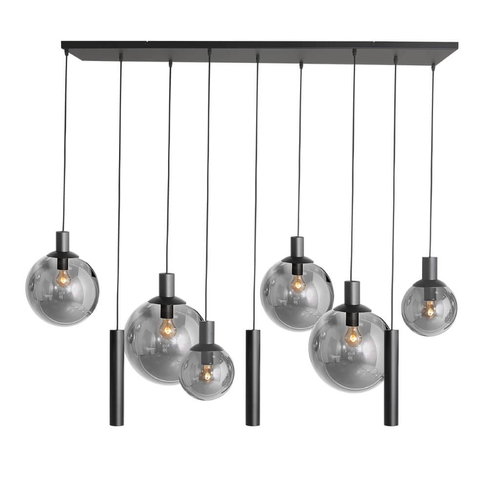 Dining table hanging lamp Bollique black with smoked glass Steinhauer 8712746172973
