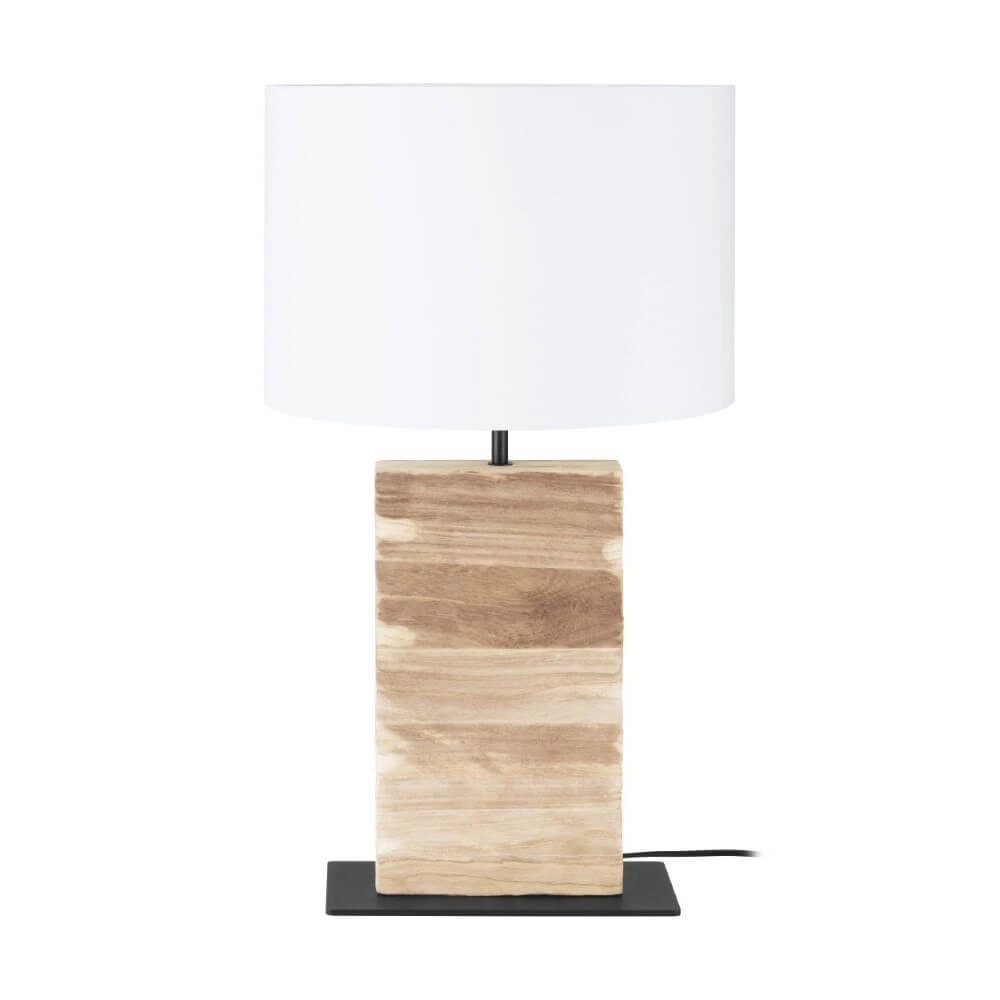 Table lamp Contessore straight wood with white