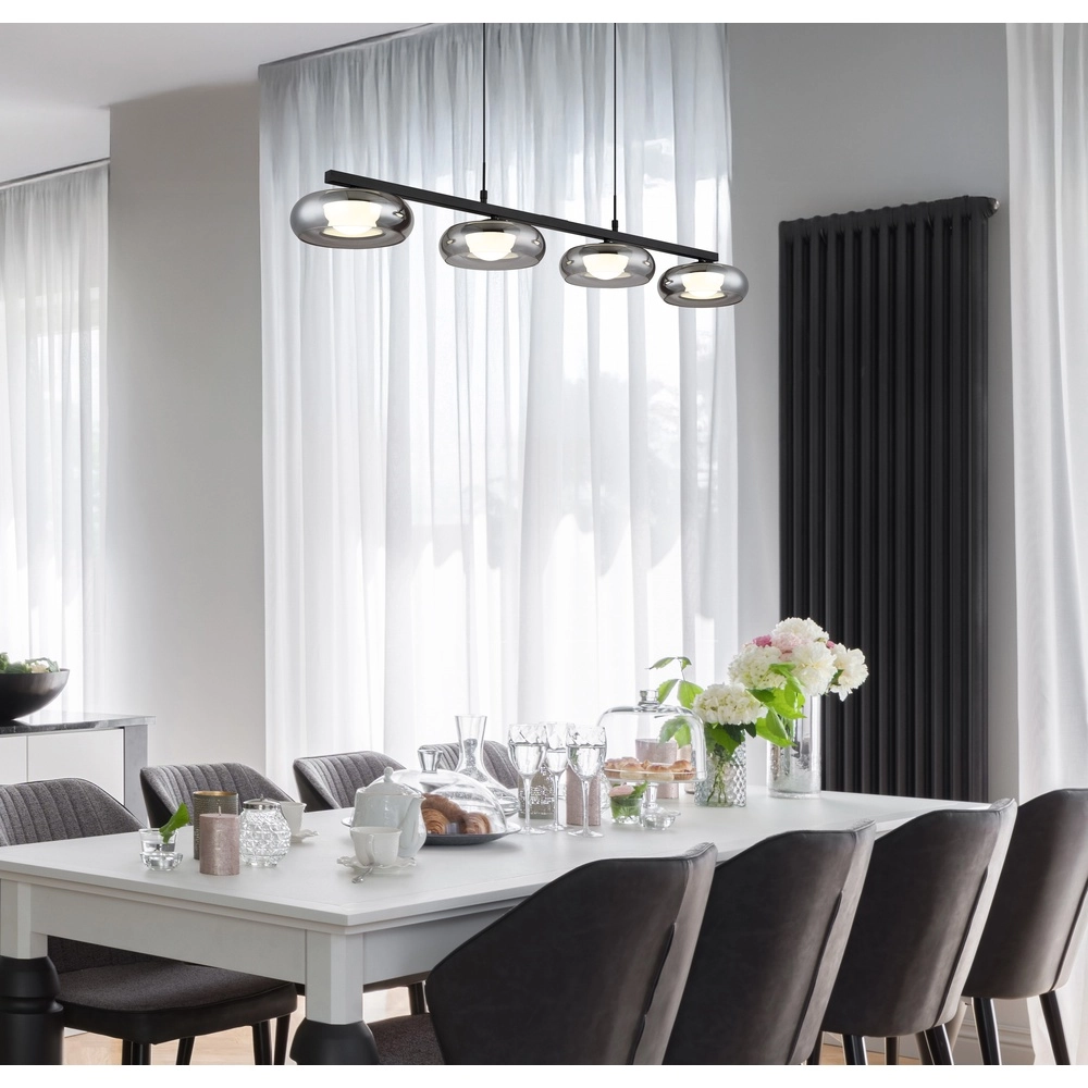Design pendant lamp Carlene 4-light black Globo 9007371569182