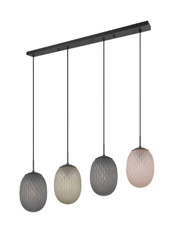 4-light pendant lamp Facette with ribbed colored glass Trio 4017807616842