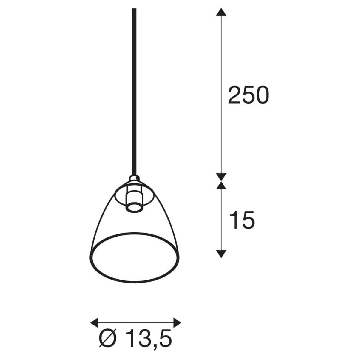 Glass pendant lamp Para Cone black with smoke glass SLV 4024163262385