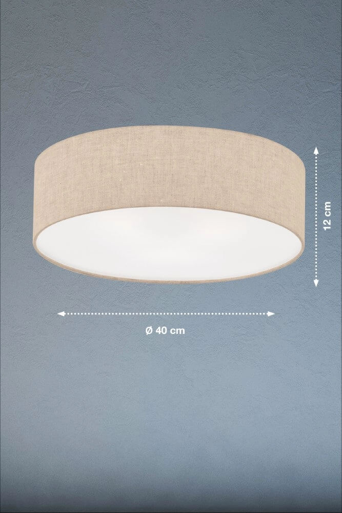 Ø 40cm ceiling lamp Thor with sand-colored linen Fischer & Honsel 4003694200523