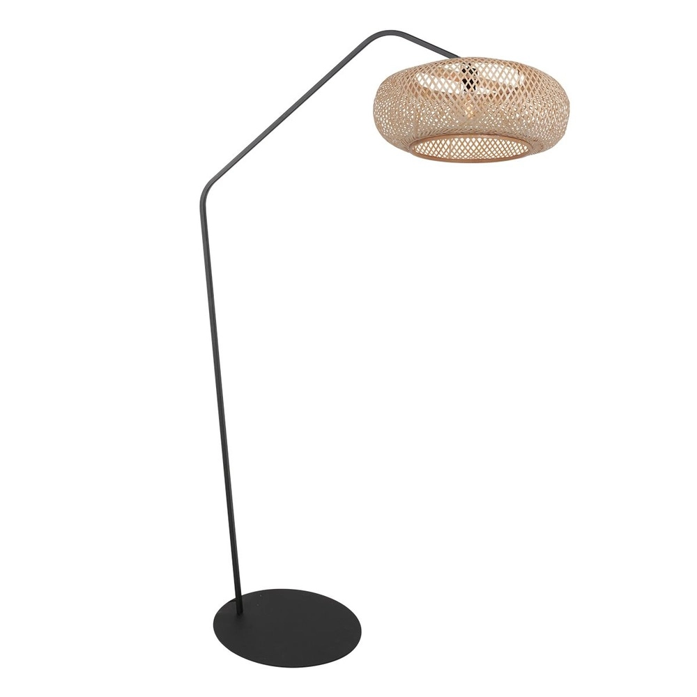 Arc lamp ZigZag with rattan hood