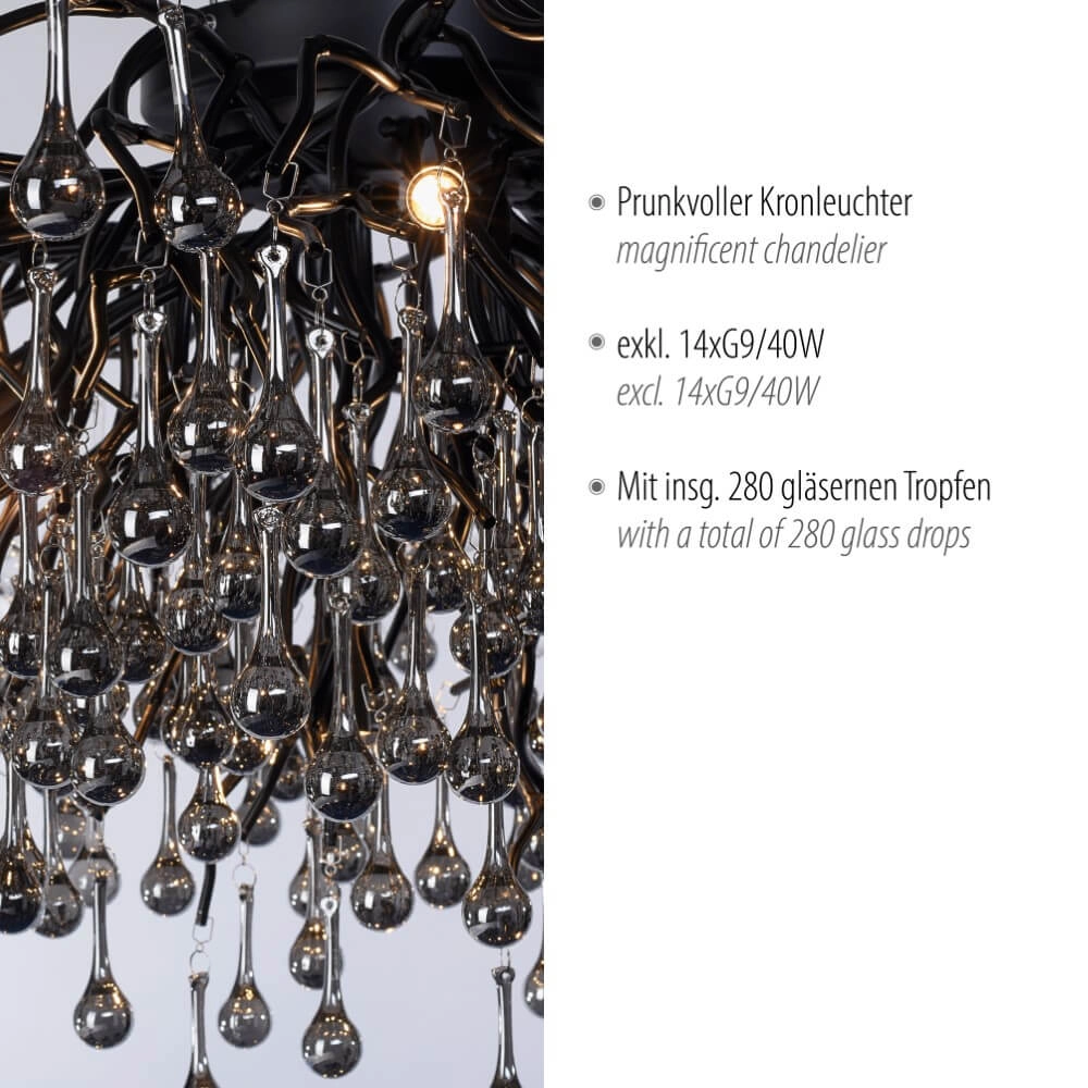 Chandelier Icicle black 100cm Paul Neuhaus 4012248377581