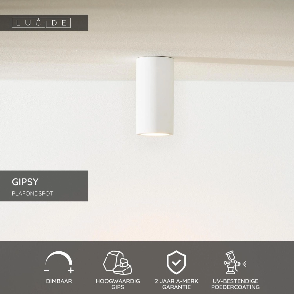 Ceiling spotlight Gipsy 14cm white Lucide 5411212351449