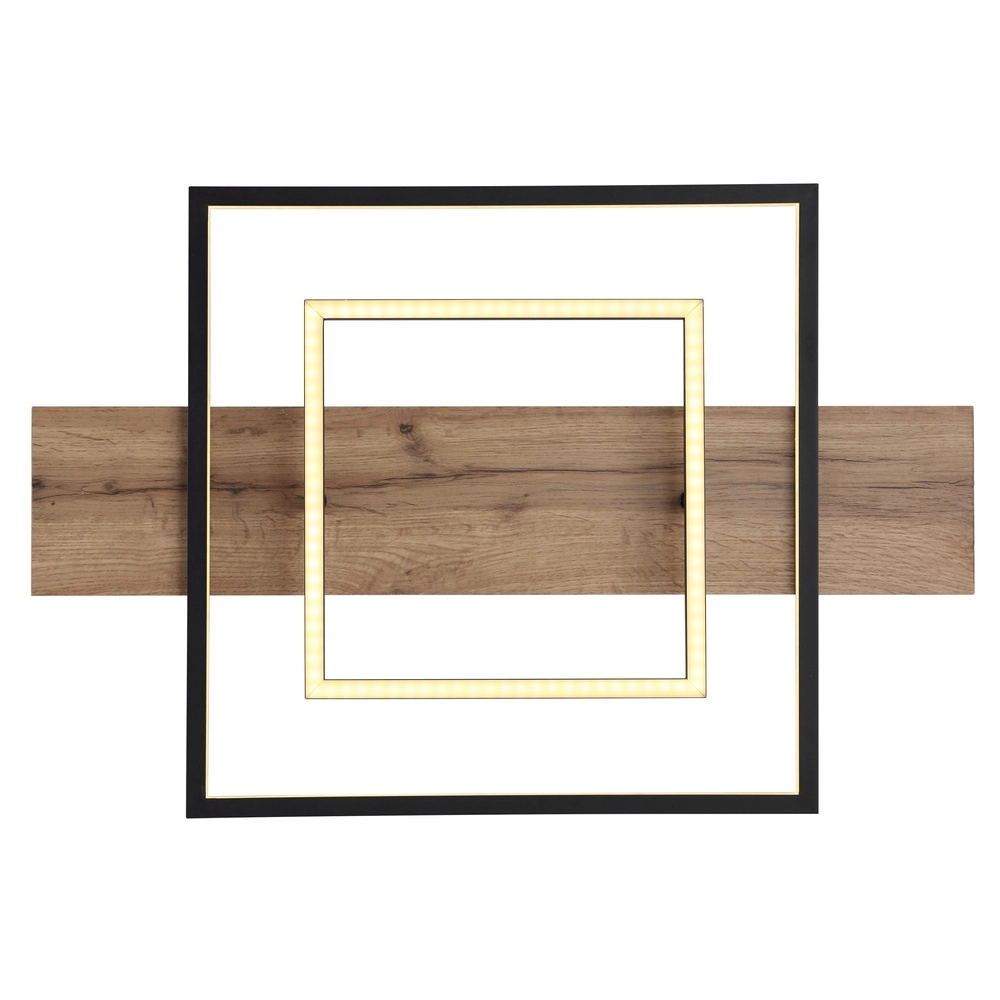Design ceiling lamp Vanni black with wood look 60cm Globo 9007371451081