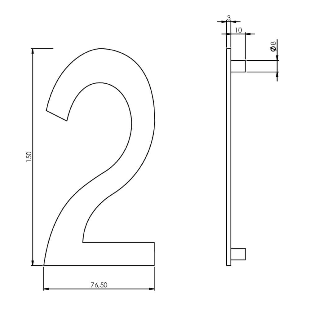 House number 2 Numbra 15cm stainless steel Intersteel 8714186058305