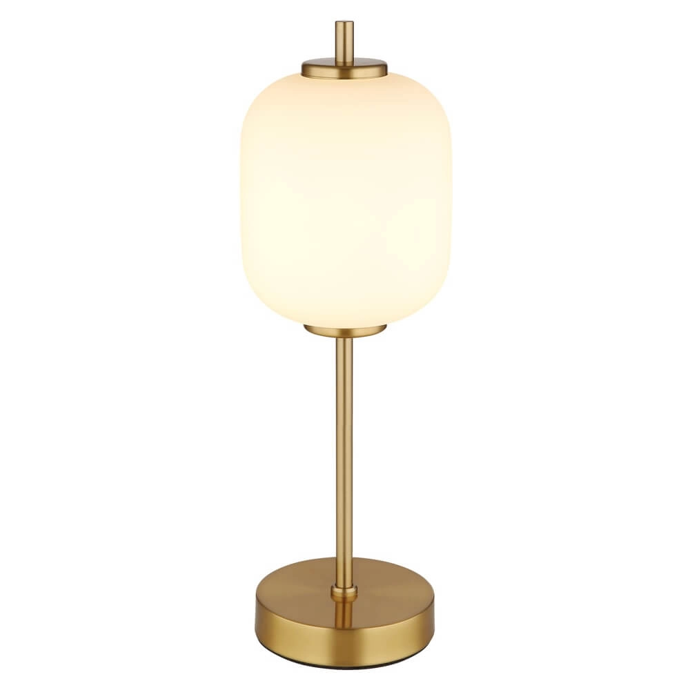 Golden table lamp Ewald white glass Ø 13.5cm