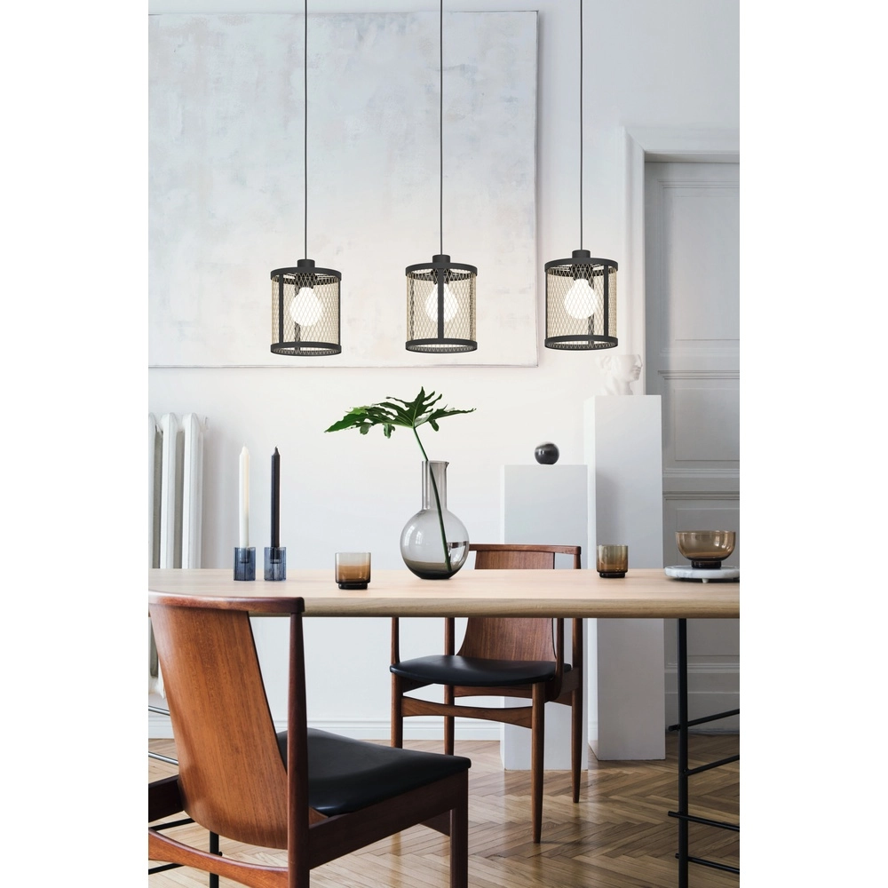 3L pendant light Dellow black with gold - Ø 18cm Eglo 9002759436056