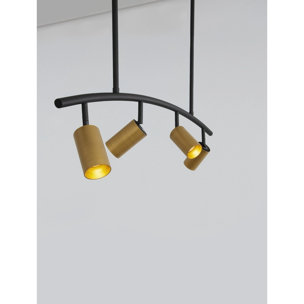 Pendant lamp Pogno 4-light black with gold round Lyora 5212017431301