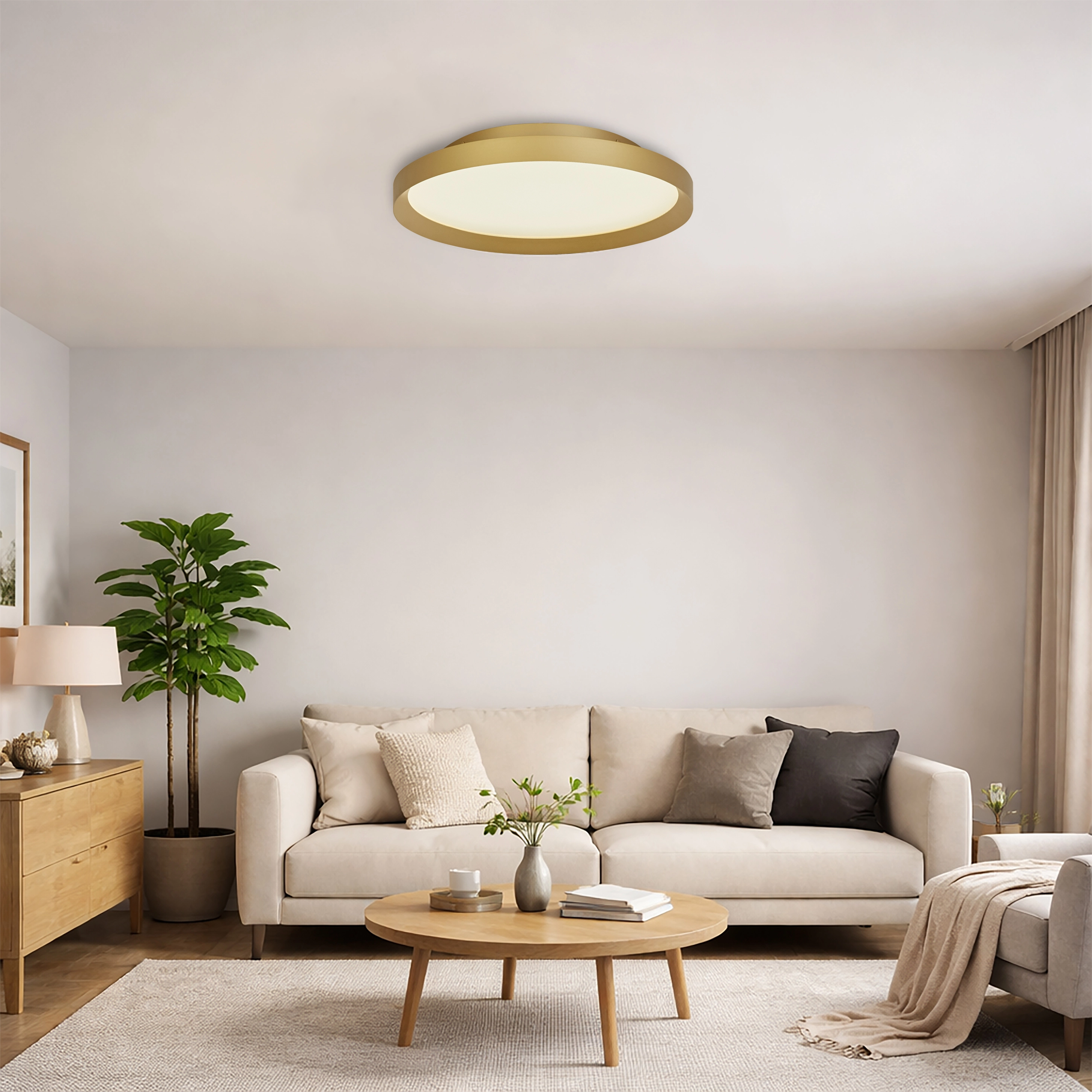Sleek ceiling light Prisma gold Ø 35cm Lyora 5053423315256