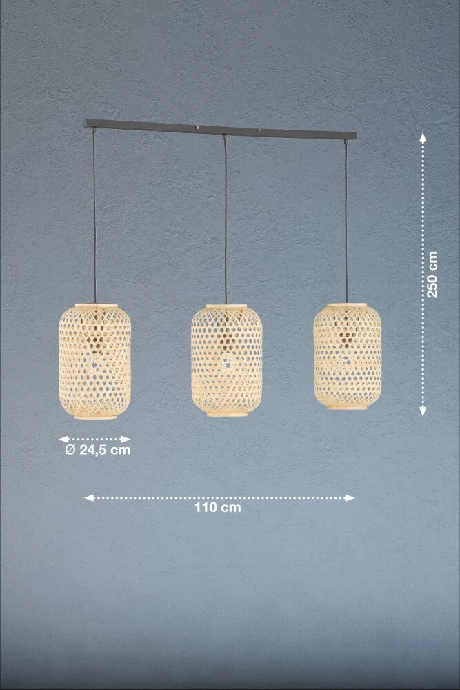 Rattan hanging lamp Calla light wood Fischer & Honsel 4052231600067