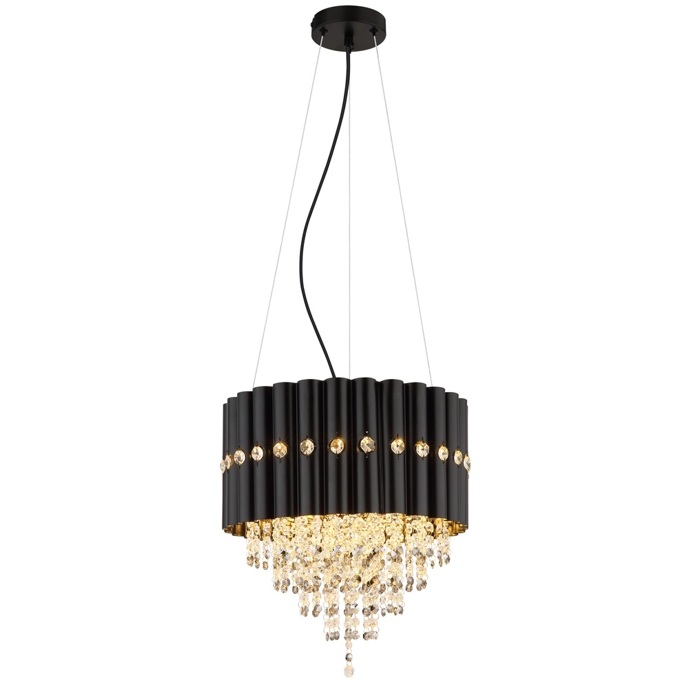 Pendant lamp Eleos black with crystal