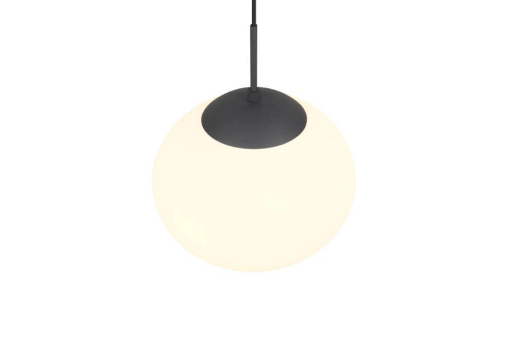 Oval pendant lamp Fomento Ø 30cm - black with white glass Trio 4017807616200