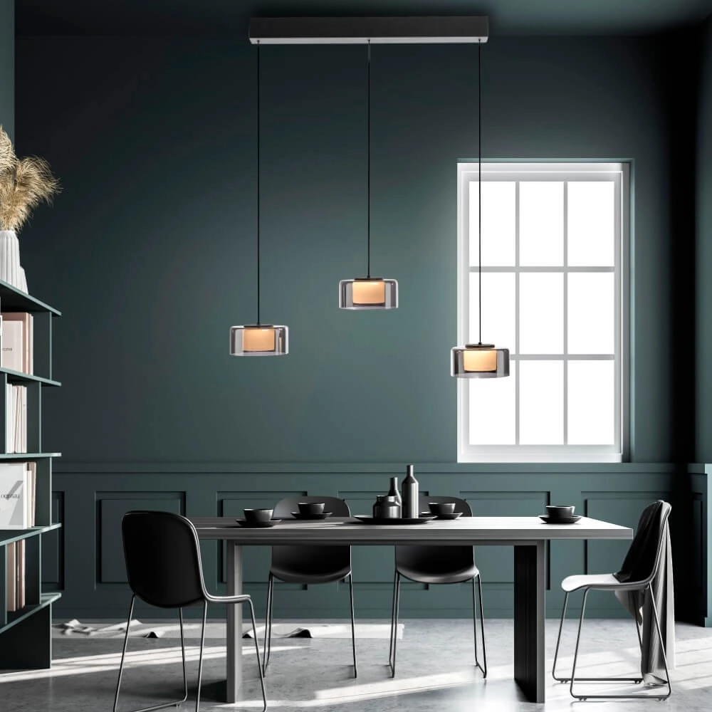 3-light pendant lamp Rika black Paul Neuhaus 4012248383070