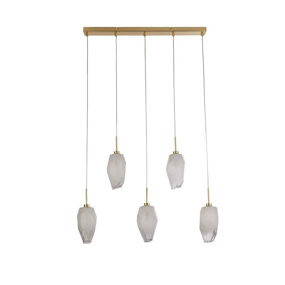 5-light pendant lamp Rocky with white glass Searchlight 5053423264240