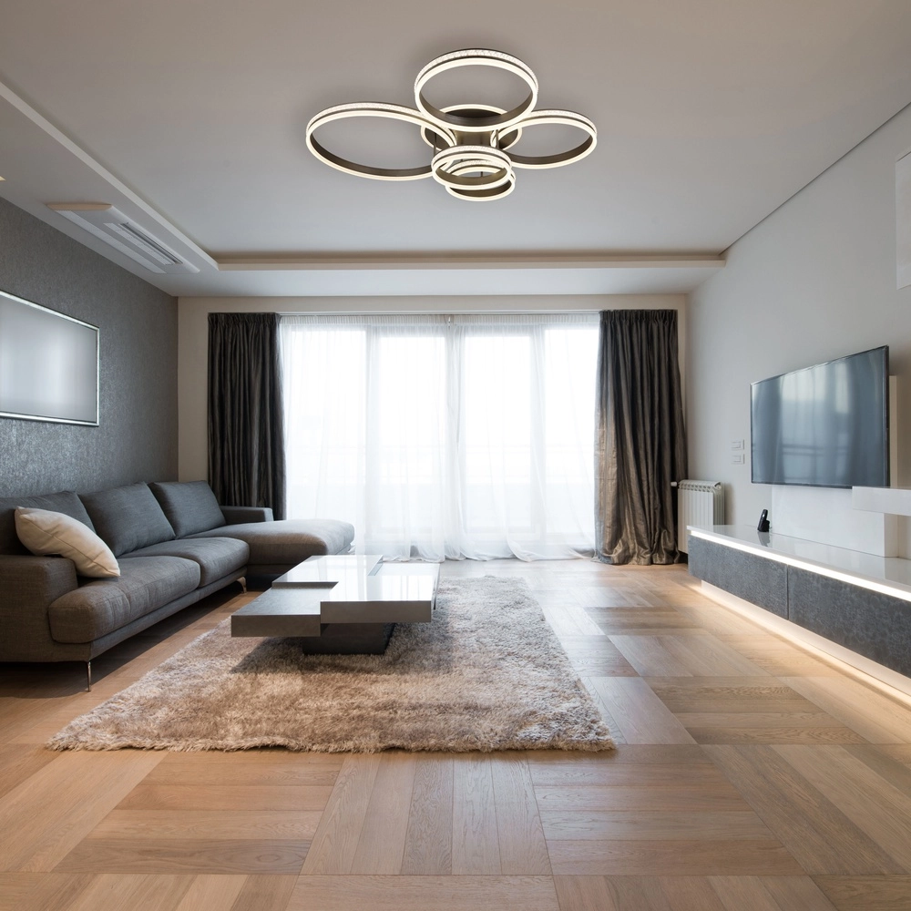Design ceiling lamp Grouni 5 rings titanium brushed Globo 9007371457991