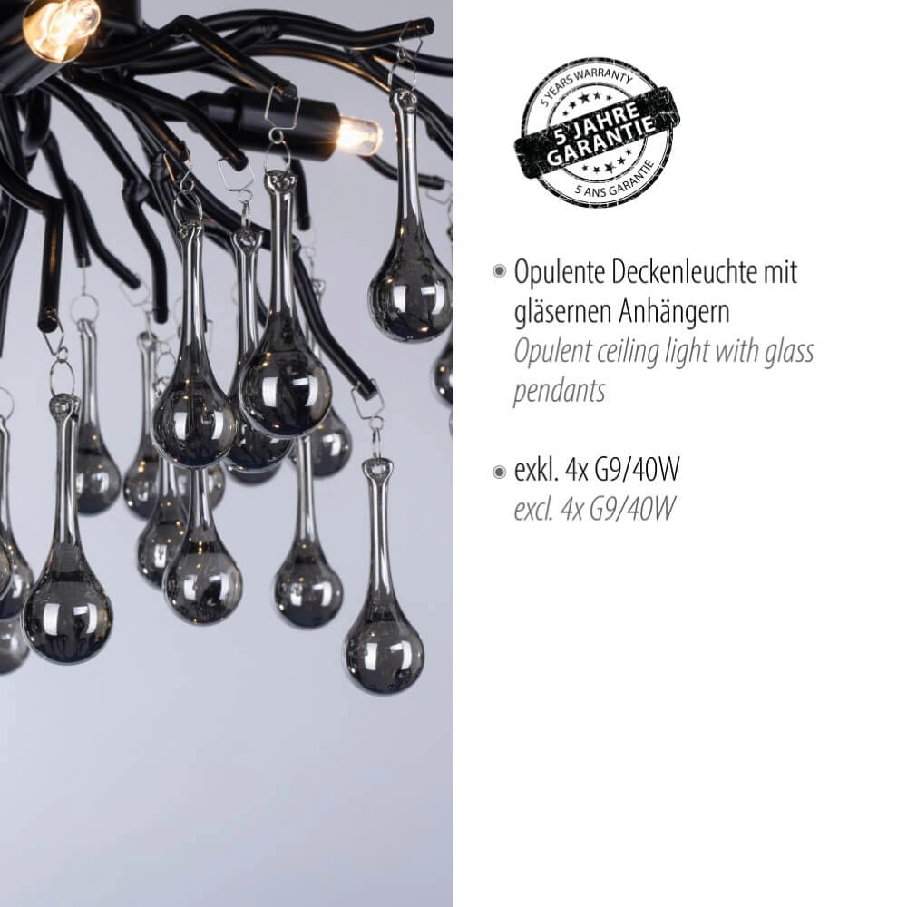 Chandelier Icicle black 60cm Paul Neuhaus 4012248377574