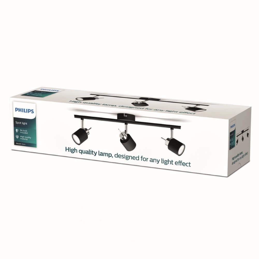 Black ceiling spotlight Meranti 3x GU10 Philips 8719514465411