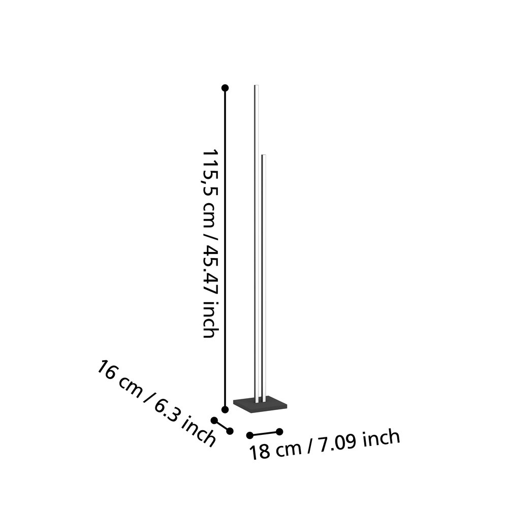 Modern floor lamp Cannigiona Black Eglo 9002759312343