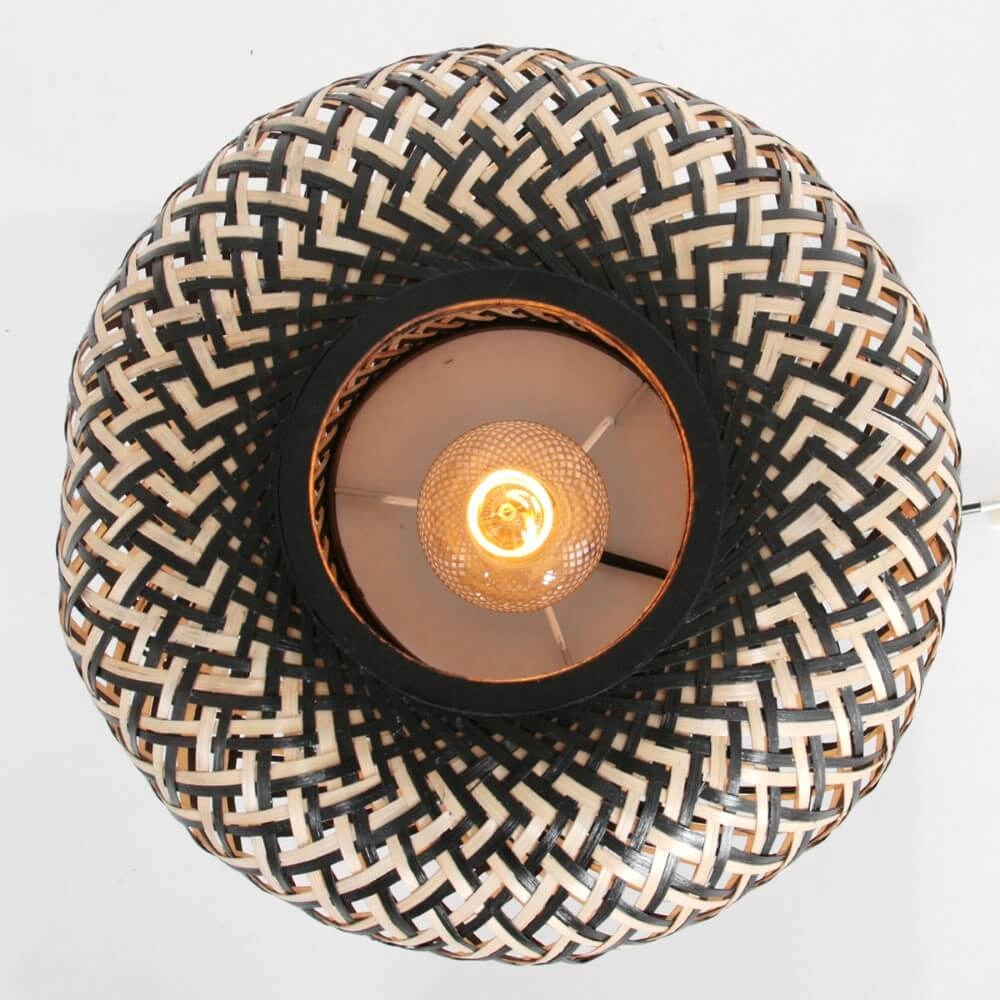 Black bamboo table lamp Maze Ø 30cm Steinhauer 8712746147247