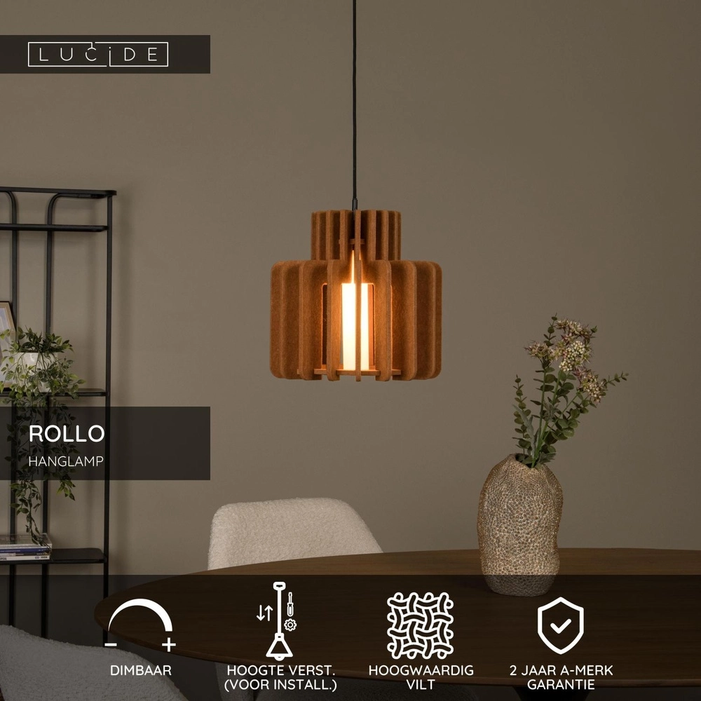 Design pendant lamp Rollo 31cm terracotta Lucide 5411212452832