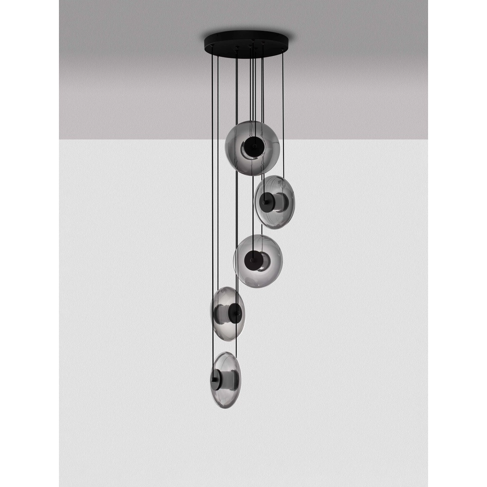 Unique pendant lamp Ballet Black 5-light round Lyora 5212017458445