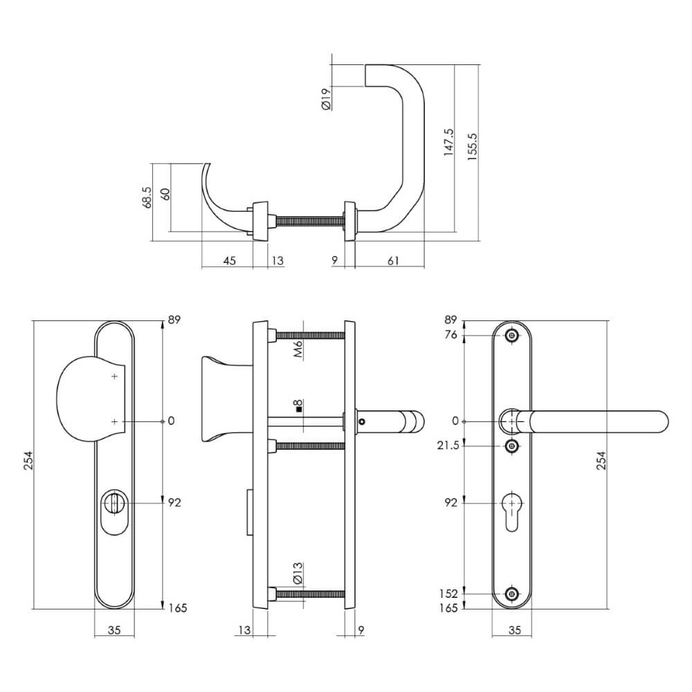 Front door fittings Vurano Core pull protection 92mm oval stainless steel Intersteel 8714186329177