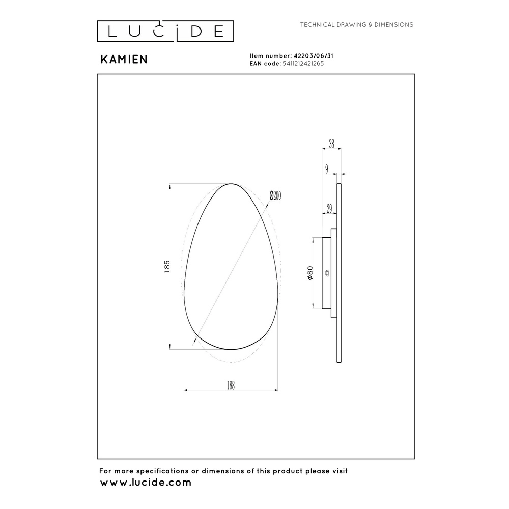 Unique wall lamp Kamien marble 20cm Premium by Lucide 5411212421265