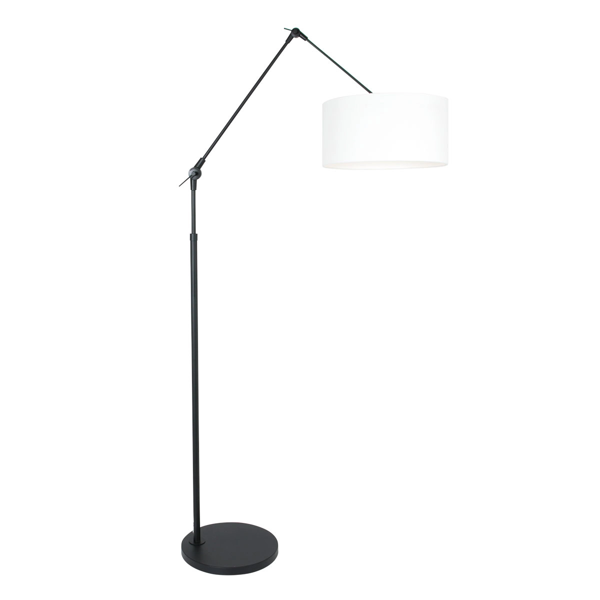 Floor Reading Lamp Prestige Chic black with 40cm white linen lampshade