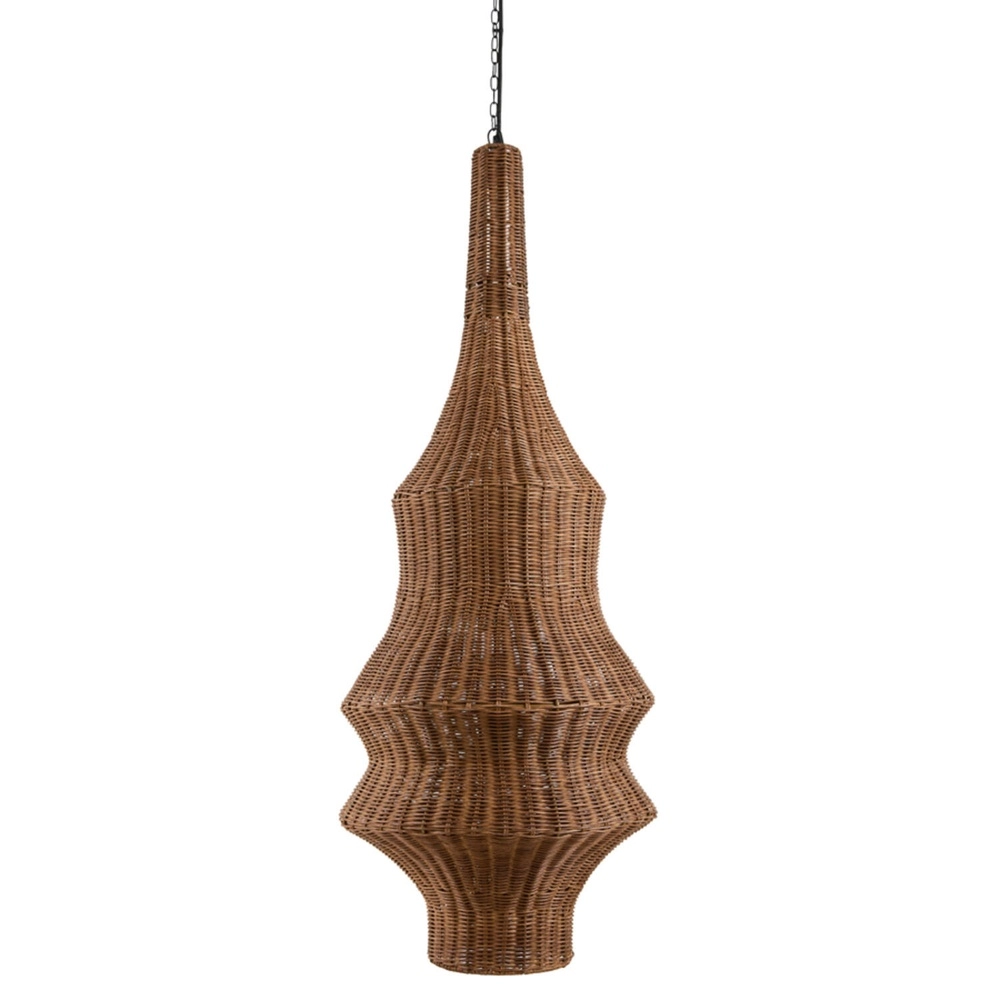 Rattan pendant lamp Nemzor Ø 40cm brown